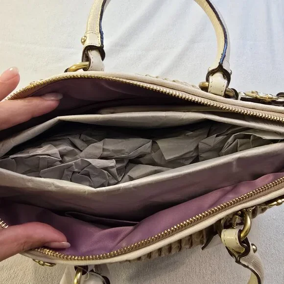 Coach 18885 NWT Madison Gathered Signature Fabric Sophia Satchel Purse Khaki NEW - Picture 11 of 15